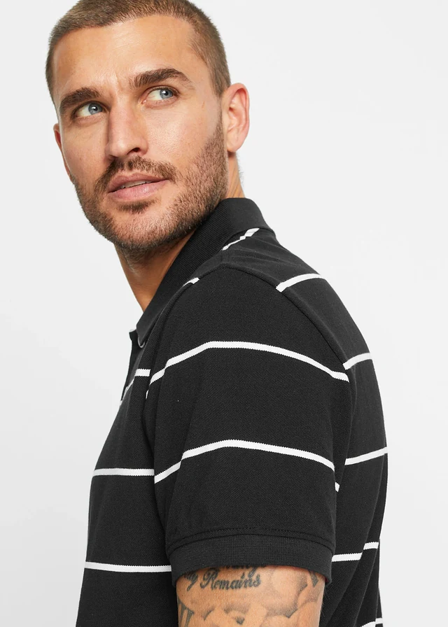 Poloshirt van puur katoen (set van 2) • zwart+wit gestreept • product-page.page-title-suffix