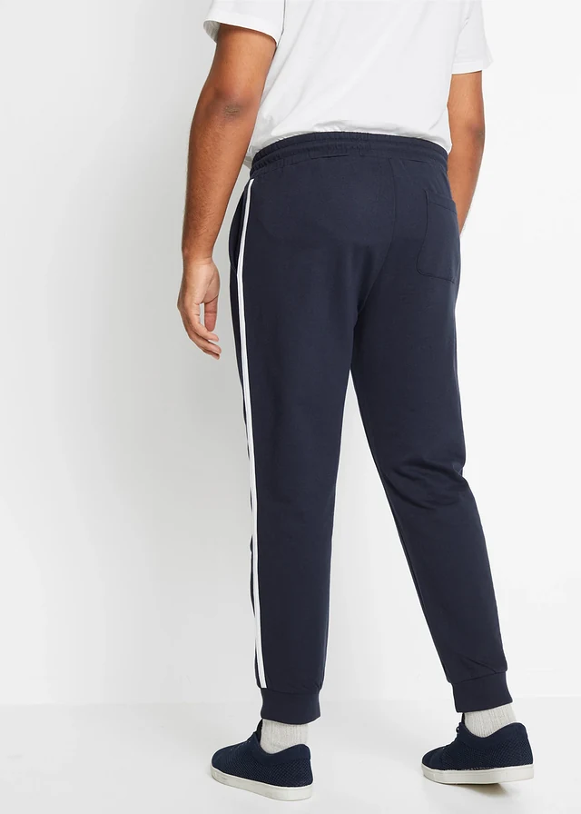 Lot de 2 pantalons de jogging à détails contrastants, Couleur: noir+bleu foncé