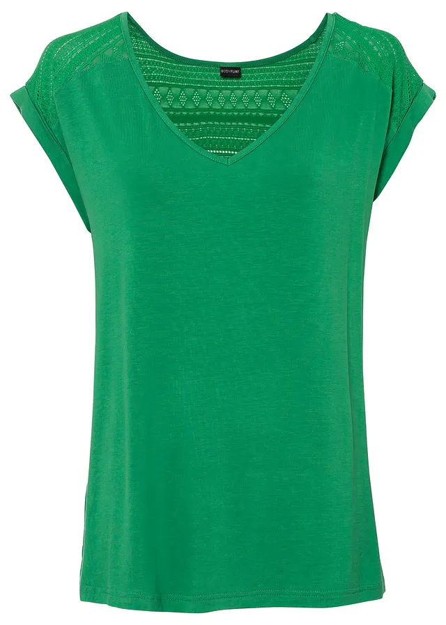 Shirt met kant in een viscosemix • groen • bonprix online shop