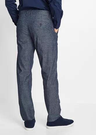 Regular Fit Chambray chino nadrág, Straight • sötétkék melírozott • bonprix áruház
