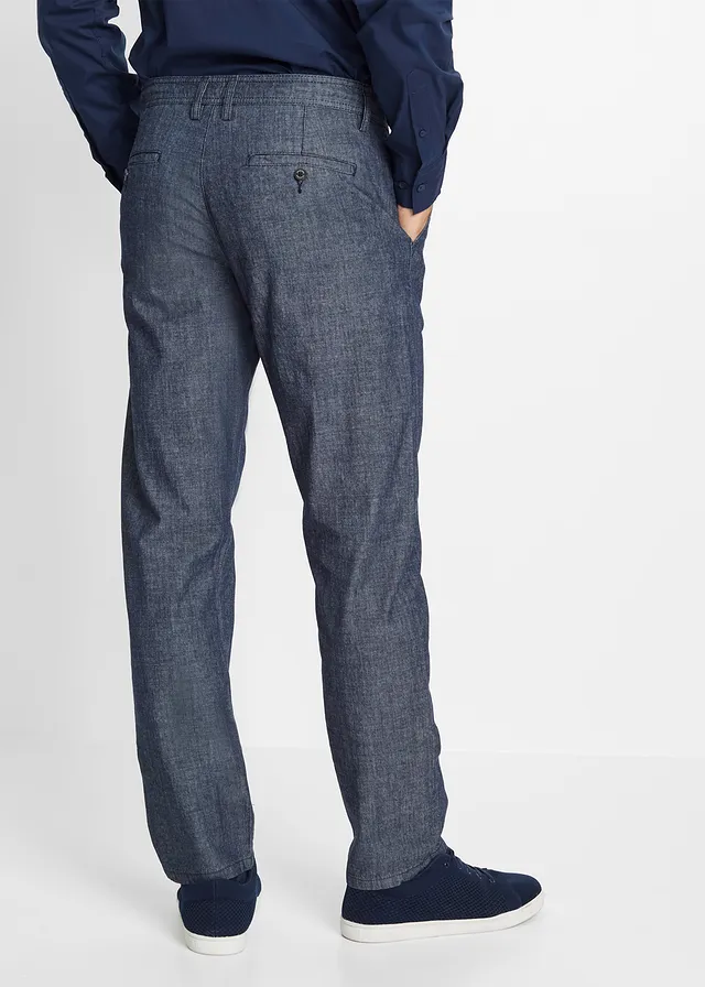 Chino kalhoty, Regular Fit, Straight, z kambriku • tmavě modrá melír • bonprix obchod