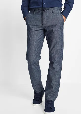 Regular Fit Chambray chino nadrág, Straight • sötétkék melírozott • bonprix áruház
