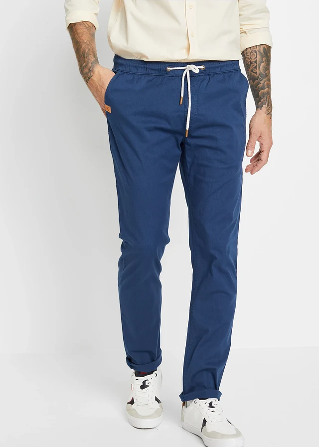 Strečové kalhoty bez zapínání Slim Fit Straight, barva: tmavě modrá