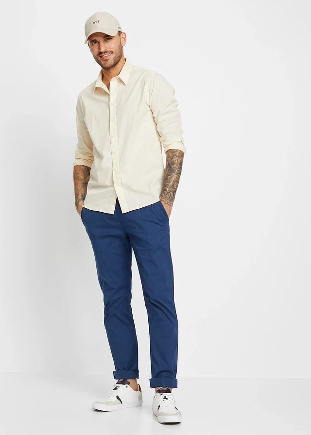 Slim fit stretch instapbroek, straight, Kleur: donkerblauw