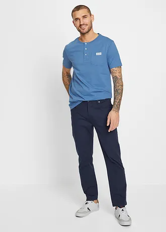Henley shirt met comfort fit van puur biologisch katoen, korte mouw • kristalblauw • bonprix online shop