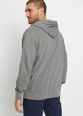 Sweatvest met capuchon en comfort fit, Kleur: grijs gemêleerd met print