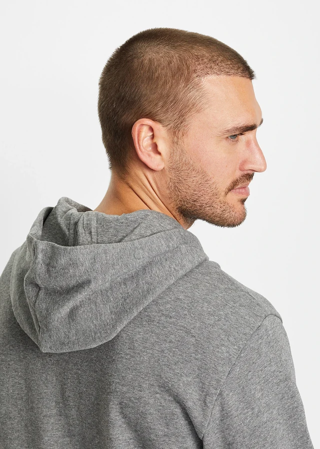 Sweat à capuche zippé confortable • gris chiné imprimé • product-page.page-title-suffix
