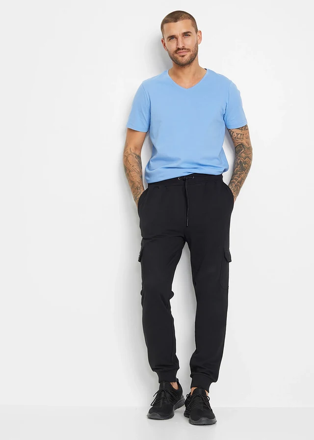Joggingbroek met cargozakken, regular fit, Kleur: zwart