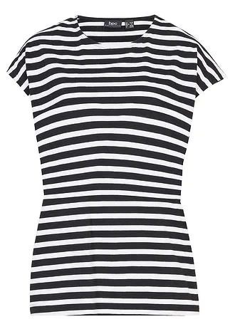 T-shirt 100% coton • noir/blanc rayé • Boutique bonprix