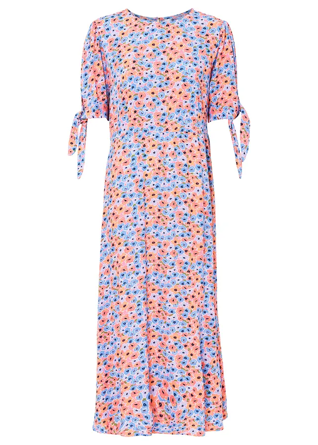 Rochie midi • violet deschis/oranj soft înflorat • magazin bonprix