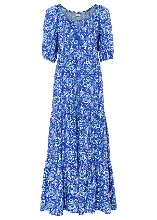 Rochie maxi imprimată, vâscoză sustenabilă