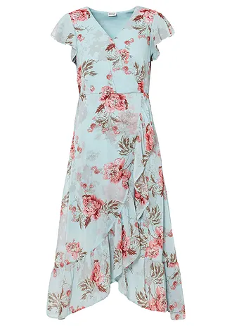 Robe en mousseline à volants • bleu clair floral • Boutique bonprix