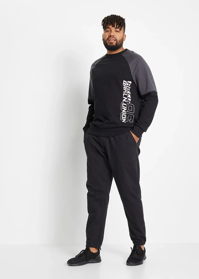 Pantaloni de jogging din bumbac organic 100%, culoare: negru