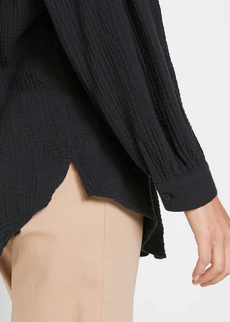 Lange blouse van luchtige mousseline • zwart • bonprix online shop