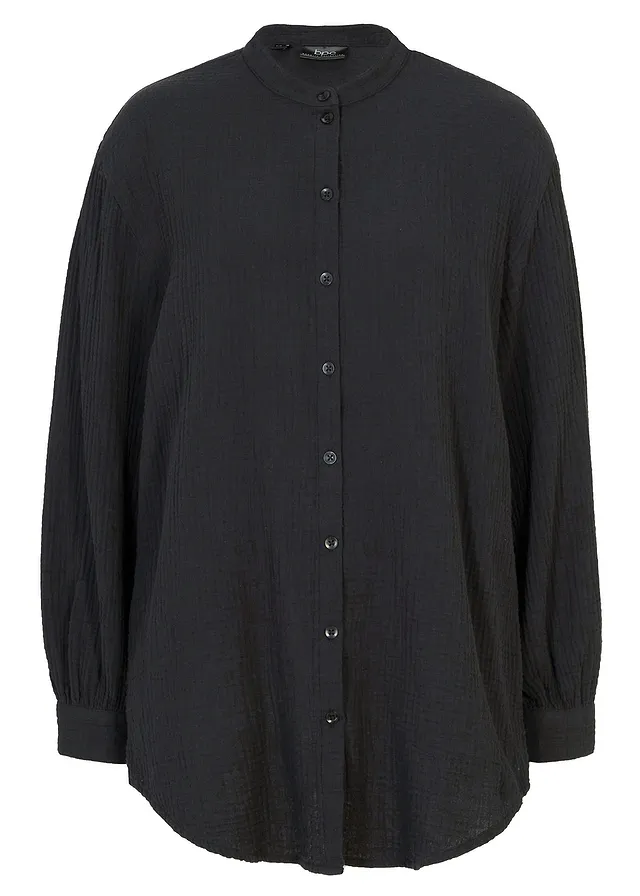 Lange blouse van luchtige mousseline • zwart • bonprix online shop
