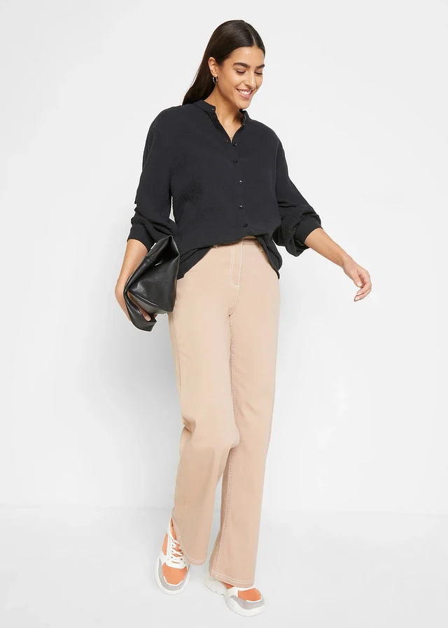 Lange blouse van luchtige mousseline • zwart • product-page.page-title-suffix