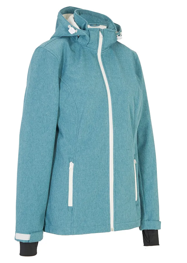 Veste en softshell déperlant, Couleur: turquoise chiné