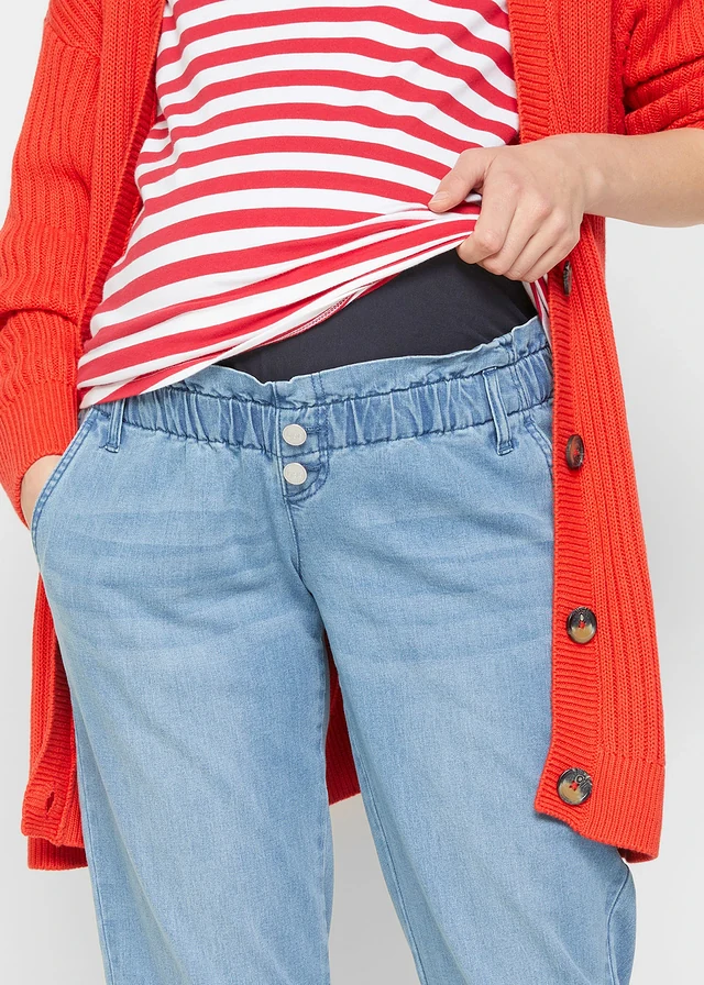 Zwangerschapsjeans van katoen-stretch, cropped • blauw denim • product-page.page-title-suffix
