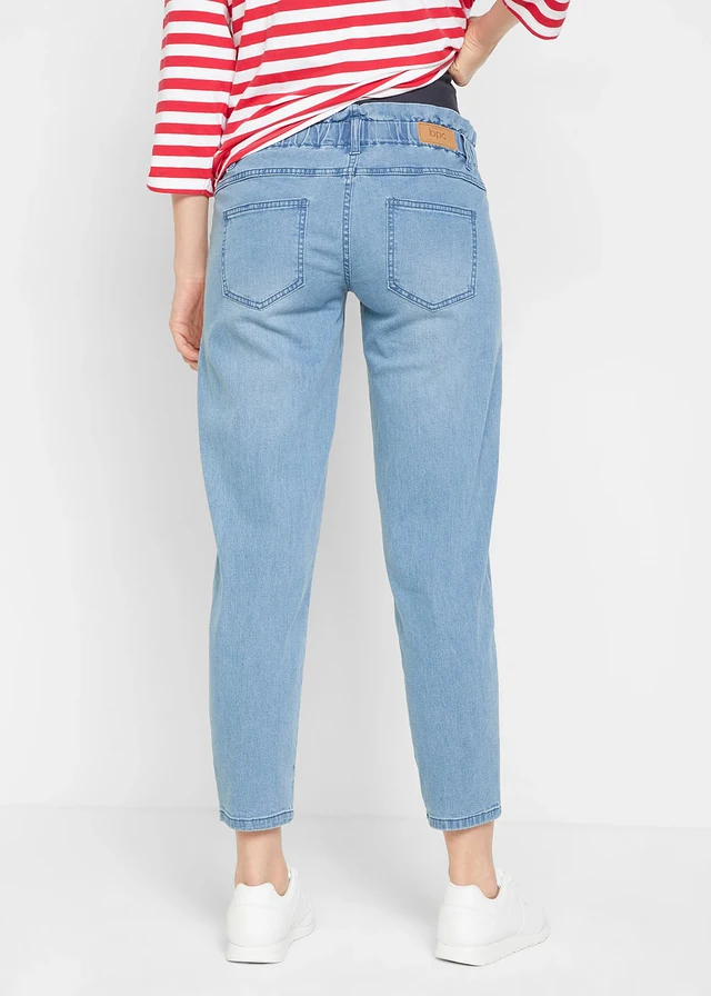 Zwangerschapsjeans van katoen-stretch, cropped, Kleur: blauw denim