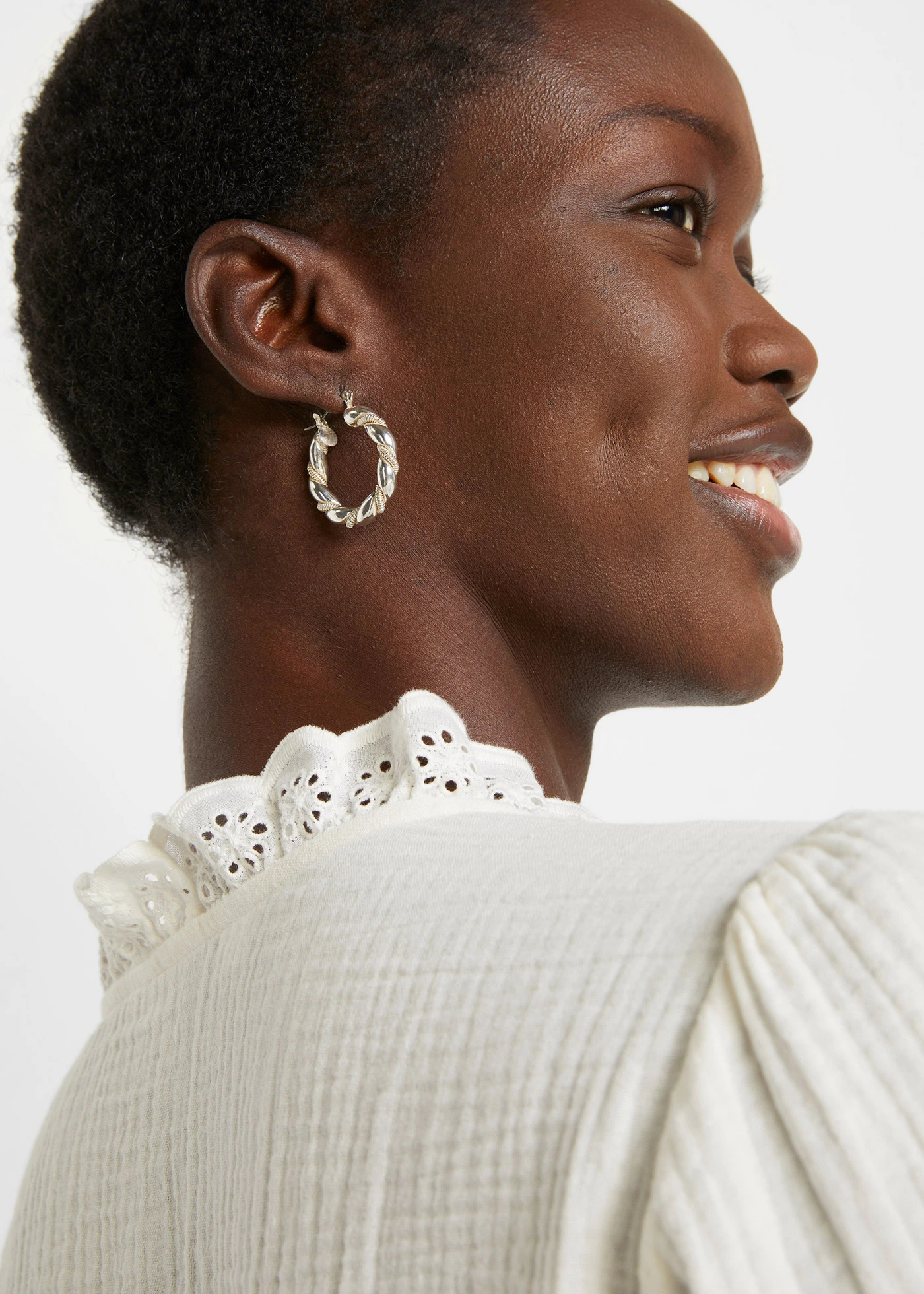 Mousseline blouse met kant • wolwit • bonprix online shop