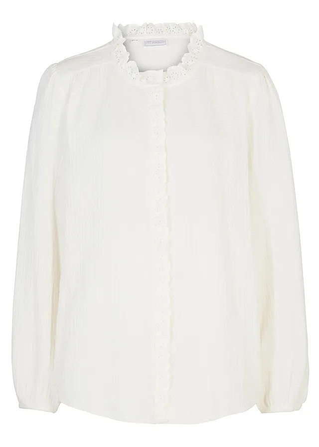 Bluză muselină cu broderie spartă