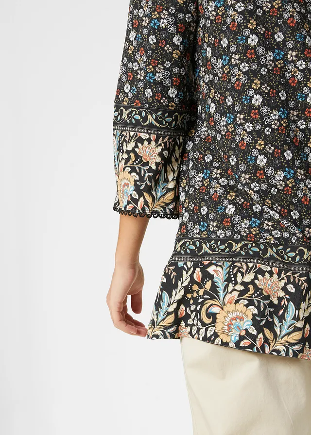 T-shirt long • noir floral • product-page.page-title-suffix
