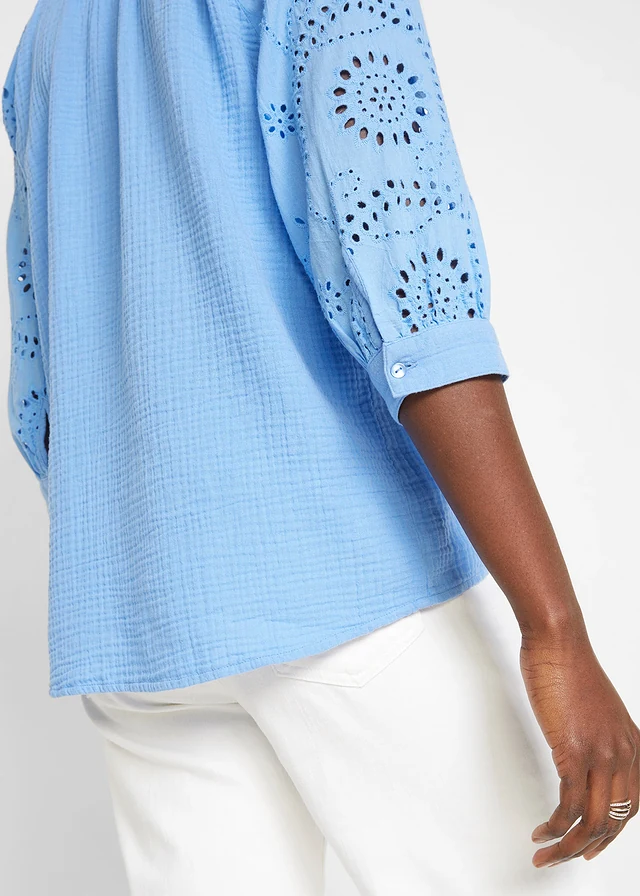 Tunique aérienne en gaze de coton • bleu moyen • product-page.page-title-suffix