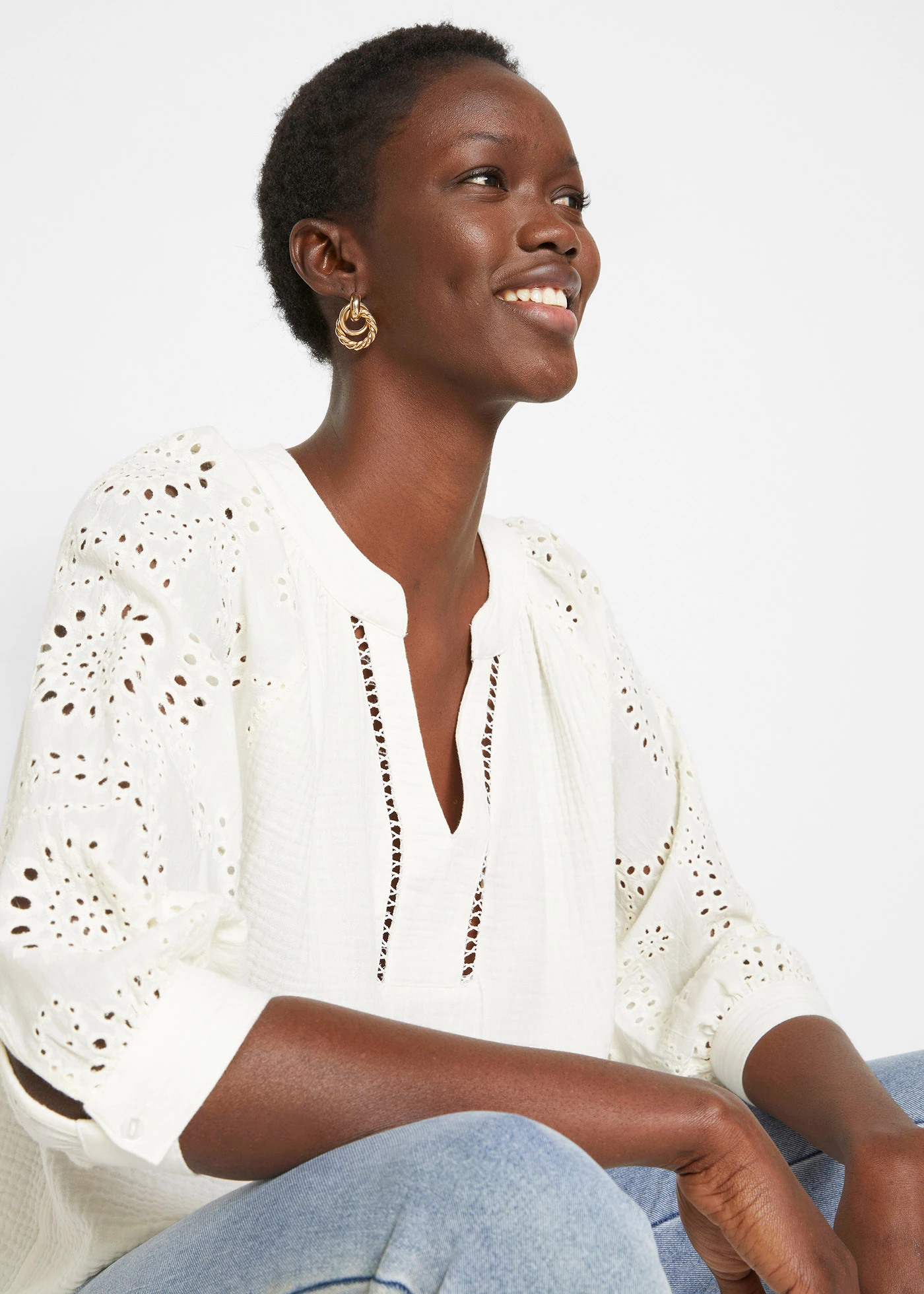 Tunică din muselină vaporoasă • ecru • magazin bonprix