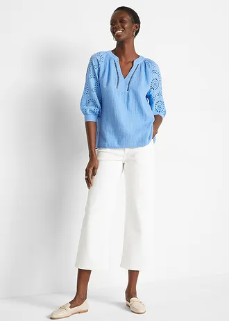 Tuniek van luchtige mousseline, Kleur: middenblauw