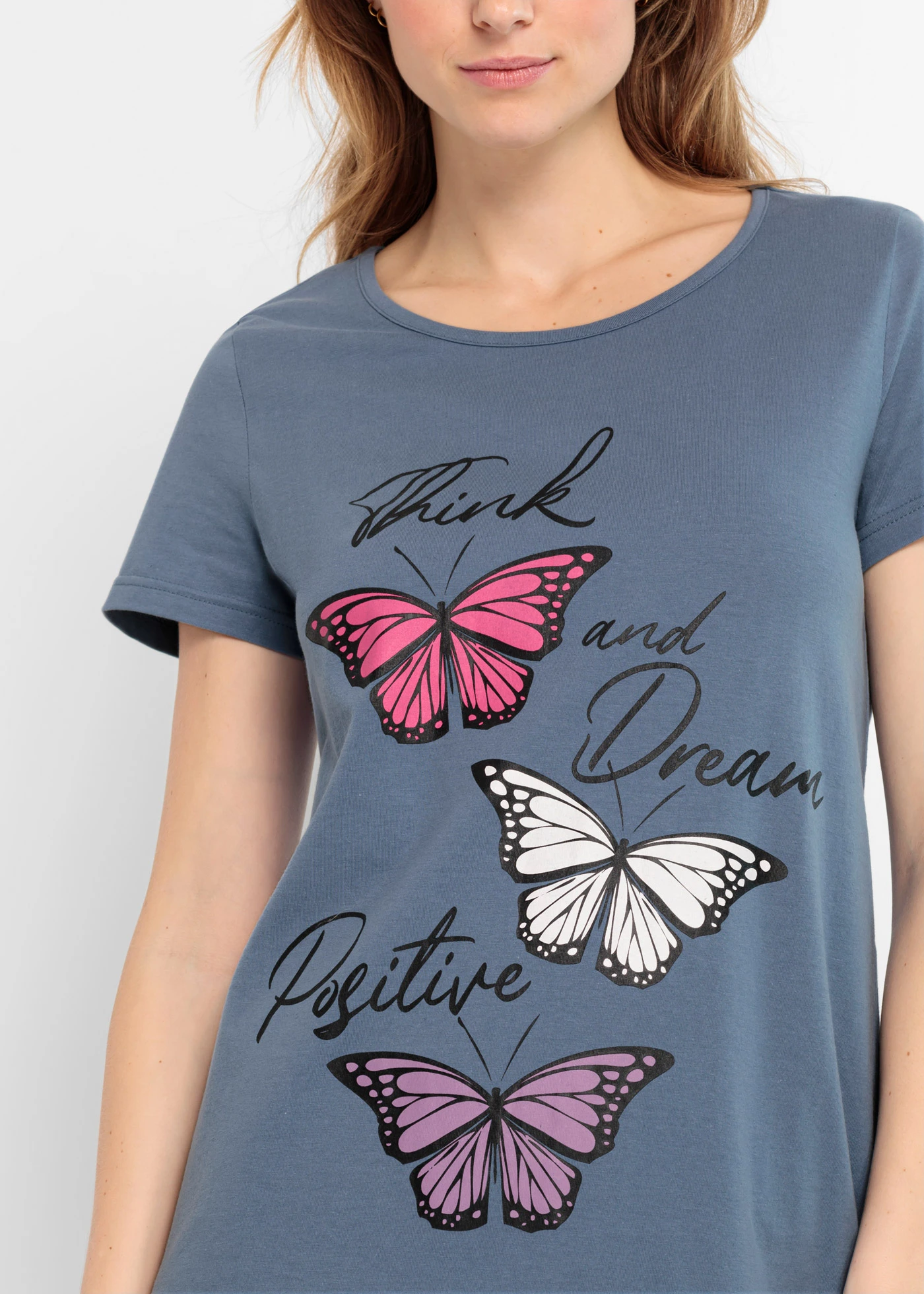 Kort nachthemd van biologisch katoen • rookblauw-lavendel-zwart-wolwit-mango • bonprix online shop