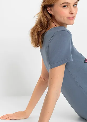 Kort nachthemd van biologisch katoen • rookblauw-lavendel-zwart-wolwit-mango • bonprix online shop