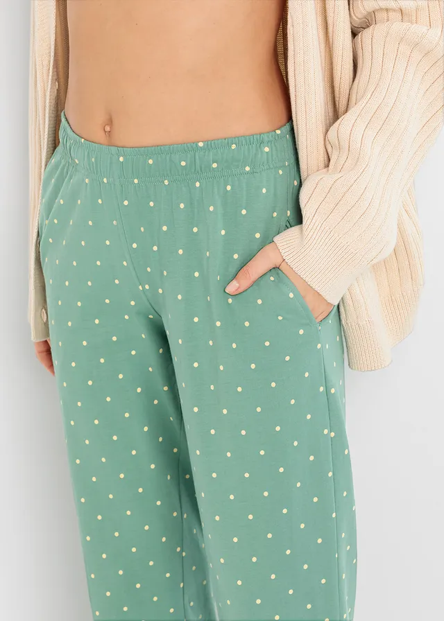 Pyjamabroek (set van 2), Kleur: gestipt rooksalie+zwart