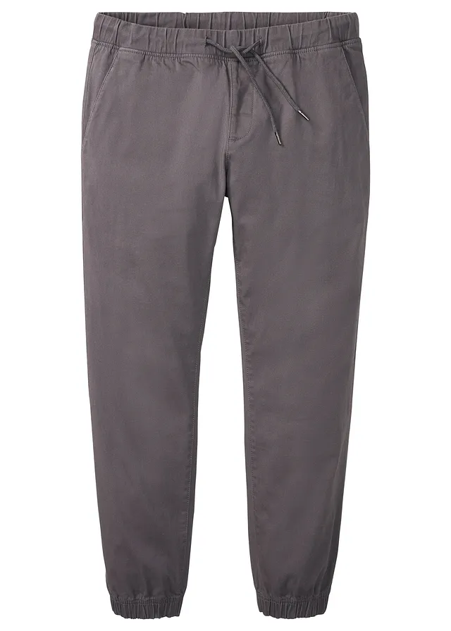 Relaxed Fit strečové chino kalhoty bez zapínání, Straight