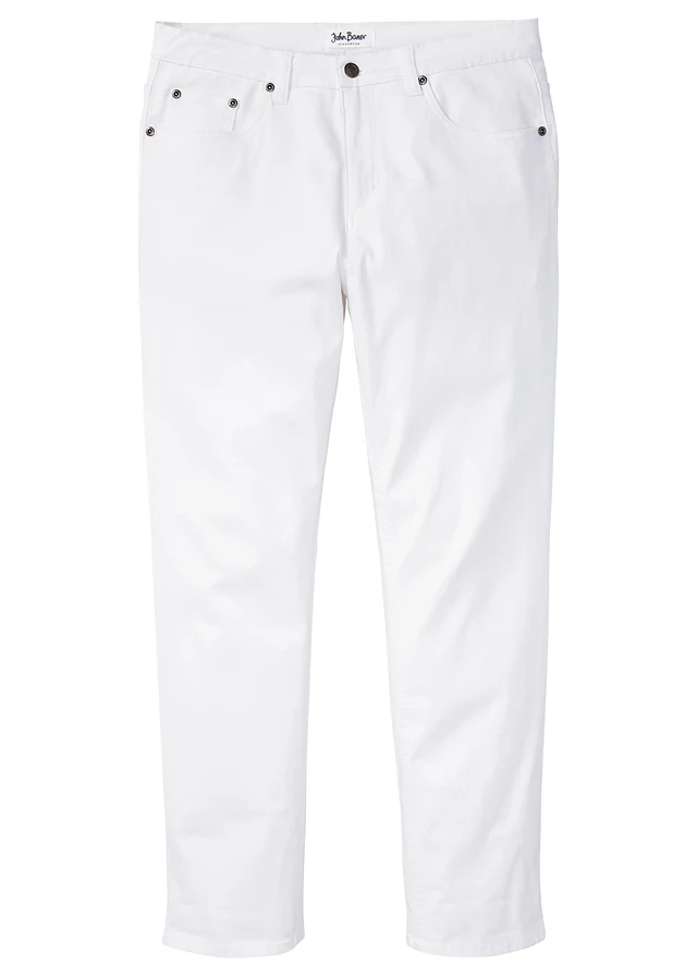 Classic fit stretch jeans, tapered, Kleur: wit