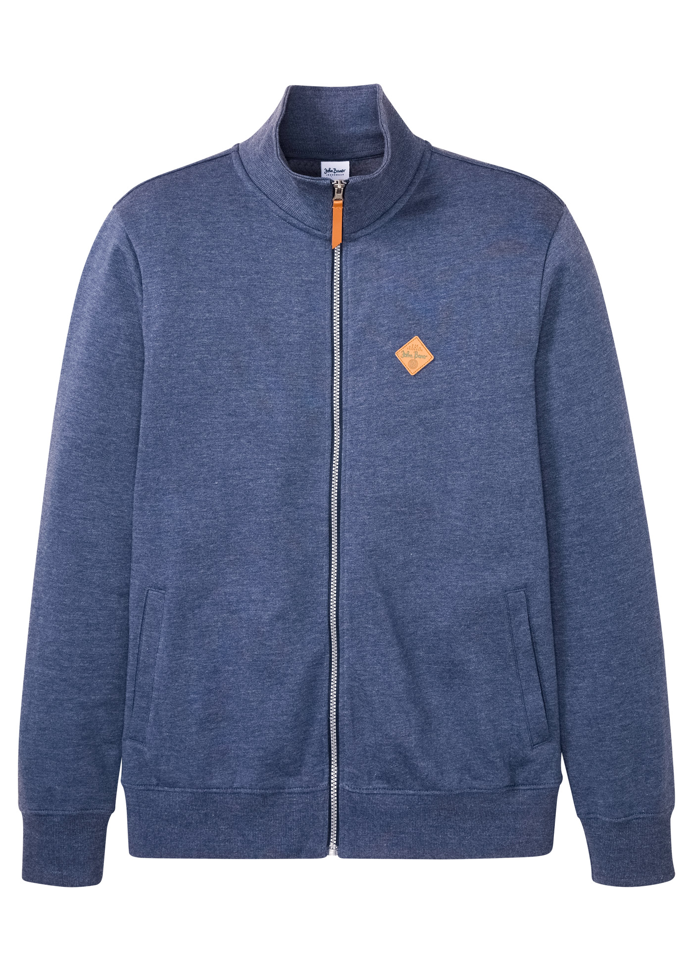 Sweatvest met opstaande kraag en imitatieleren details • donkerblauw mêlee • bonprix online shop