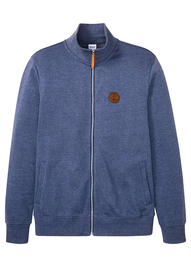 Sweat zippé à col montant et détails enduits • bleu foncé chiné • Boutique bonprix