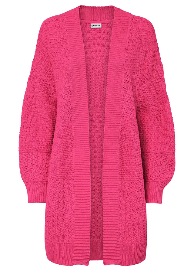 Dlouhý pletený kabátek • tmavě pink • bonprix obchod