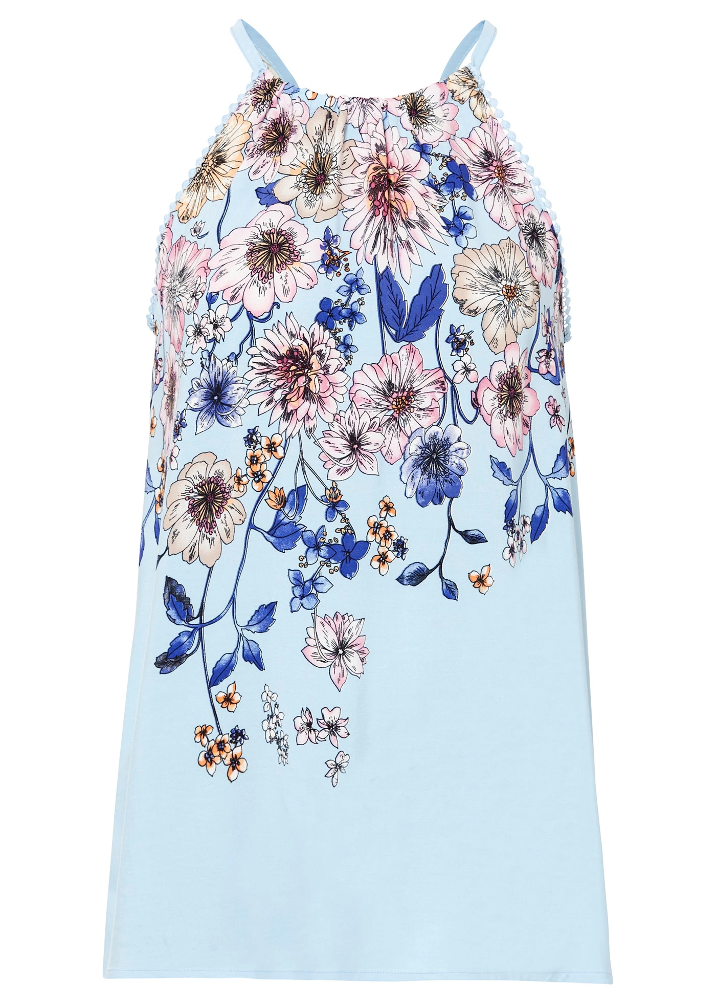 Halenkový top ze splývavé viskózy • světle modrá s květy • bonprix obchod