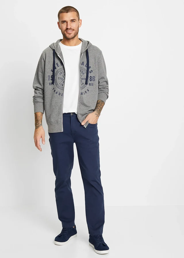 Sweat à capuche zippé confortable • gris chiné imprimé • product-page.page-title-suffix