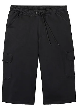 Lange sweat cargobermuda van katoen • zwart • bonprix online shop