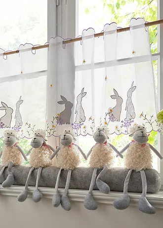 Perdea scurtă cu broderie • alb/gri • magazin bonprix