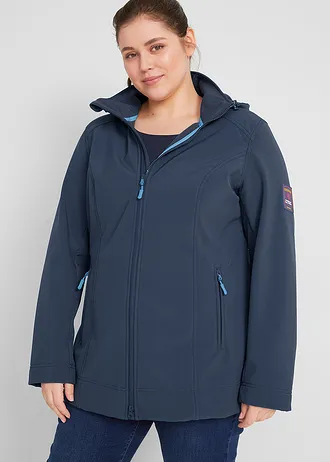 Stretch softshell jas, waterafstotend, Kleur: donkerblauw