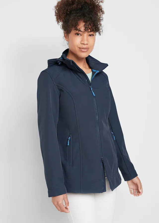 Stretch softshell jas, waterafstotend, Kleur: donkerblauw