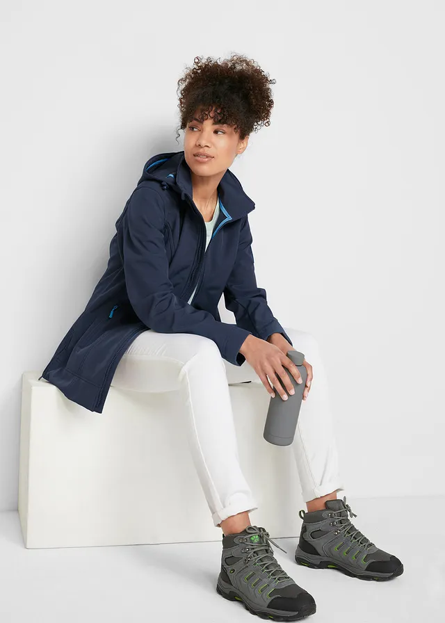 Stretch softshell jas, waterafstotend, Kleur: donkerblauw