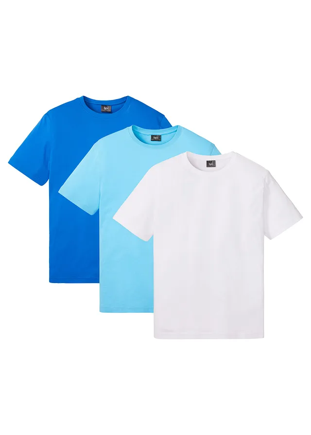 Tricou (set/3 buc.) • albastru luminos+albastru-azur+alb • magazin bonprix