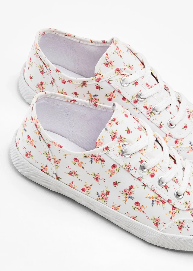 Tennis en toile de coton • blanc/rouge floral • product-page.page-title-suffix