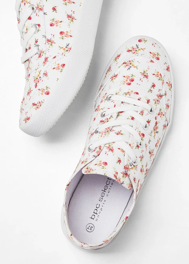 Tennis en toile de coton • blanc/rouge floral • product-page.page-title-suffix