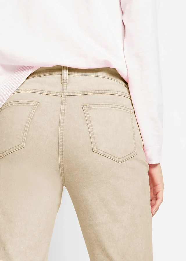 Cropped twill broek in used look • lichtsand • product-page.page-title-suffix