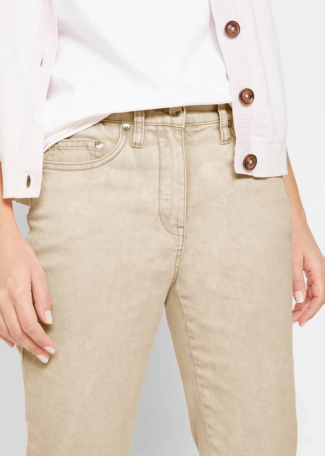 Cropped twill broek in used look • lichtsand • product-page.page-title-suffix