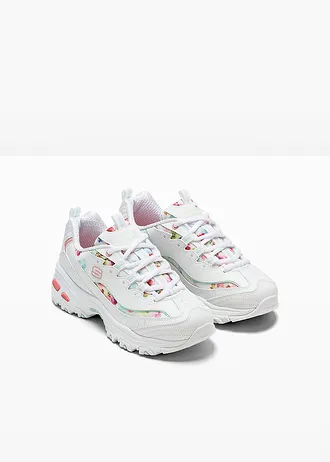 Sneakersy chunky Sketchers z pianką memory • biały w kwiaty • sklep bonprix